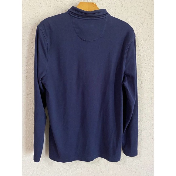 Tasso Elba Men's Sweater Size M Blue Supima Cotton 1/4 Zip Button Mock Neck - Picture 2 of 9